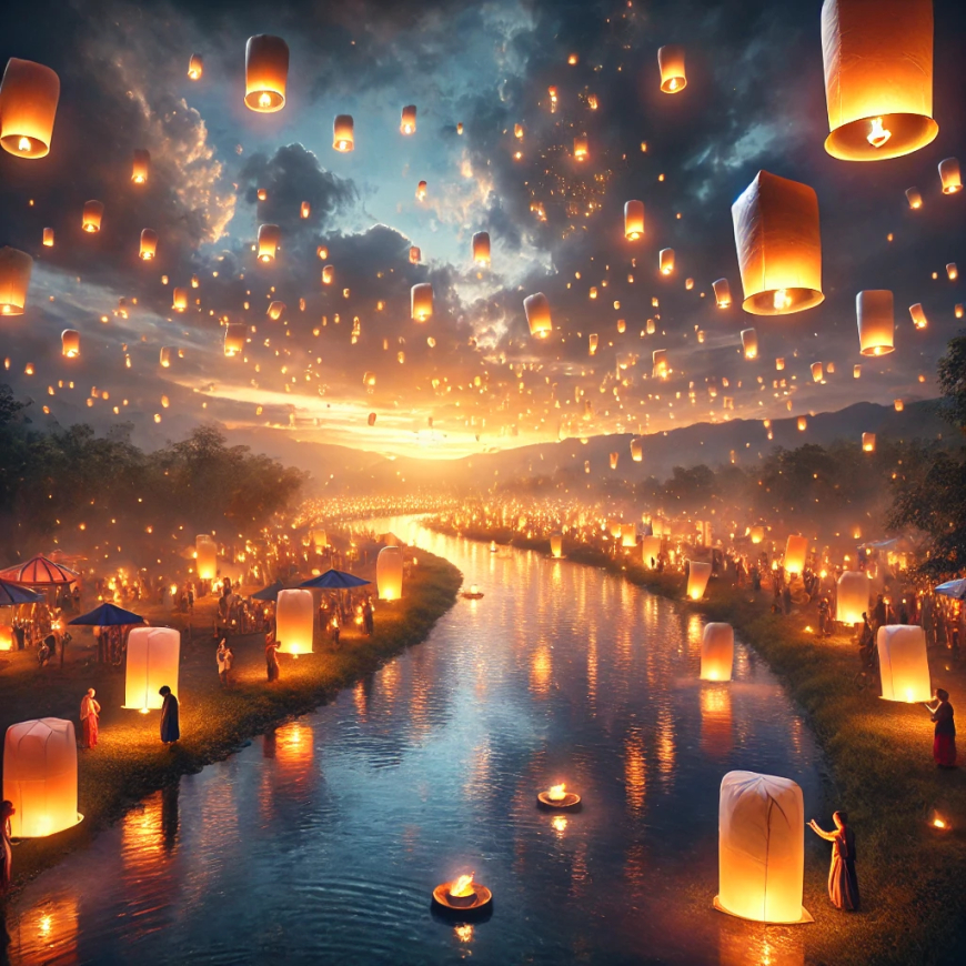 யீ பெங் விளக்கு விழா தமிழில் கவிதை  - Yi Peng Lantern Festival in Tamil